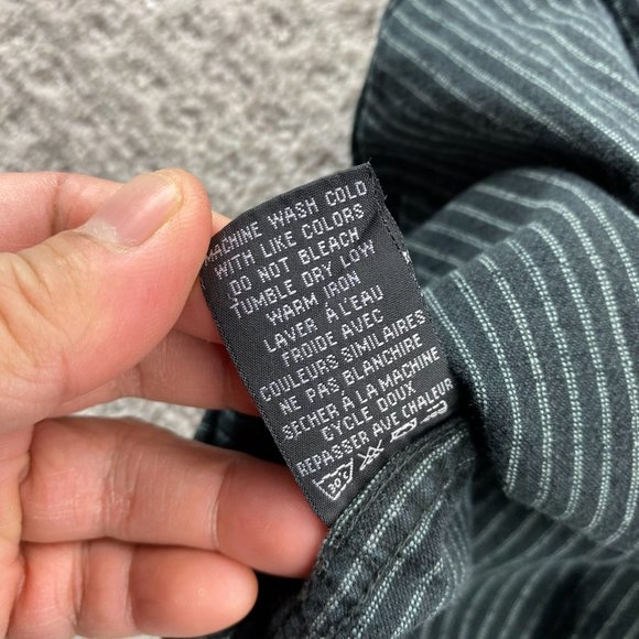 Billabong Shirt Men Large Black White Stripes Button Up Long Sleeve Embroidered - Picture 10 of 13